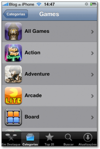 Sub categorias dos jogos