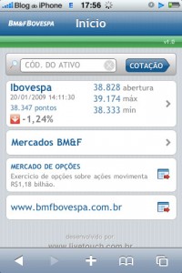 Site da BOVESPA adaptado ao iPhone