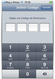 Senha das restrições