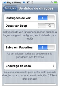 Instruções de voz