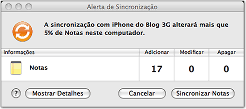 Alerta de sincronização