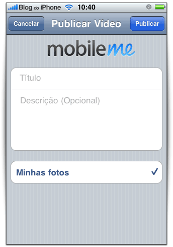 Publicação de vídeos no MobileMe