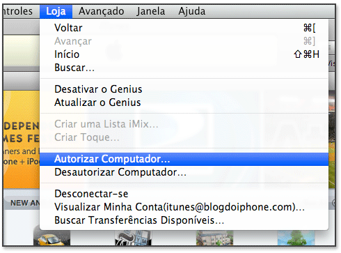 Gerencie as autorizações no próprio iTunes