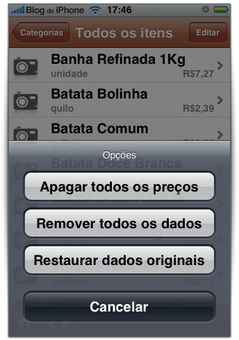 Apagqr todos os preços