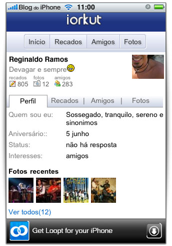 Aplicativo brasileiro iOrkut