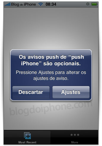 Aviso ao iniciar o programa