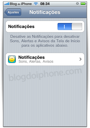 Notificações para cada aplicativo