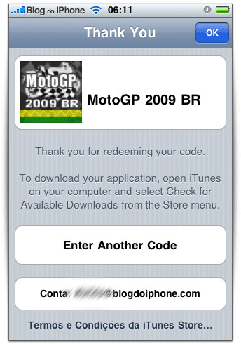 Código no iPhone