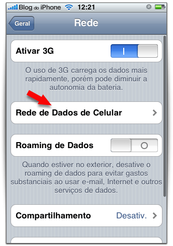 Menu Rede de Dados
