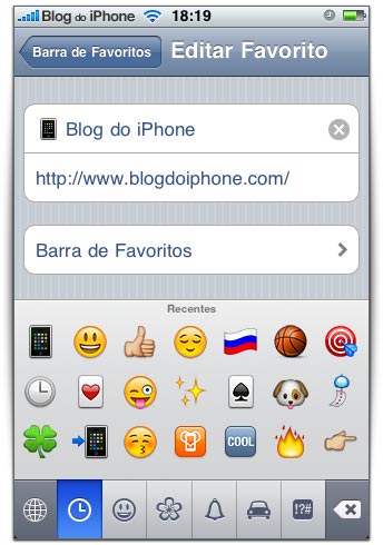 Utilize os Emoji nos nomes dos favoritos