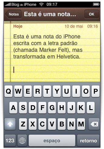 Mudando fonte nas notas