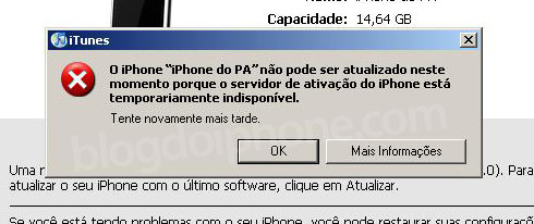 Problemas na ativação