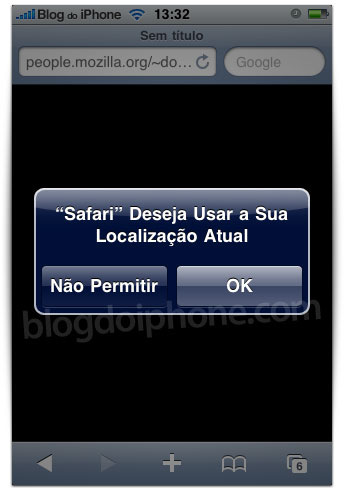 Geolocalização no Safari