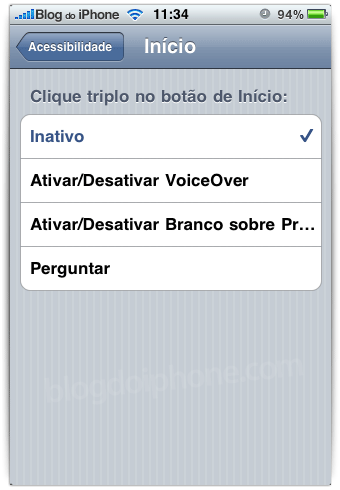 Três cliques no botão Início
