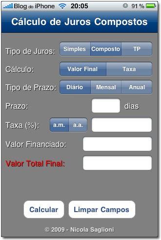 Aplicativo Juros