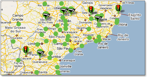 Mapa dos radares