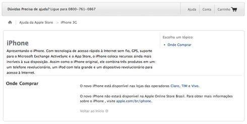 Nada de vendas online do iPhone