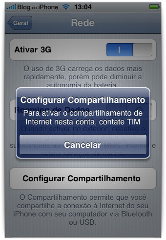 Aviso de compartilhamento