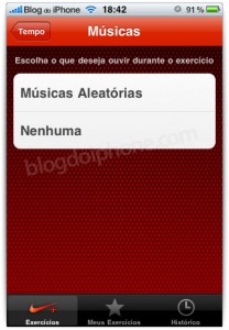 Ajustes das músicas para ouvir durante os exercícios