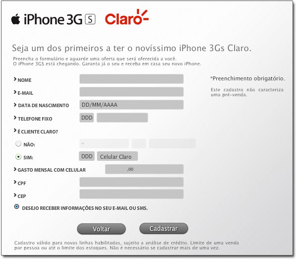 Ficha de reserva Claro