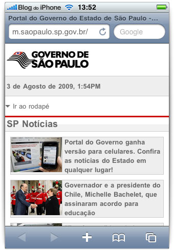 Página no iPhone