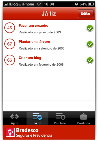 Lista do que já fez