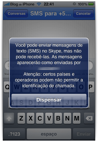 Envio de SMS no Skype
