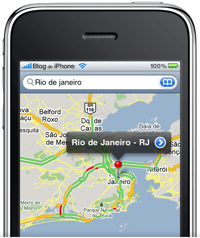 Situaçnao do trânsito direto no iPhone