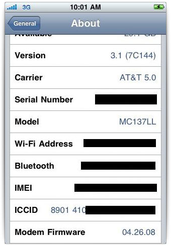 Tela de um 3GS