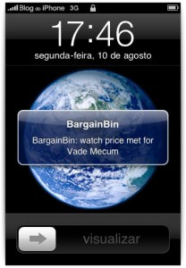 Aviso quando o preço baixa