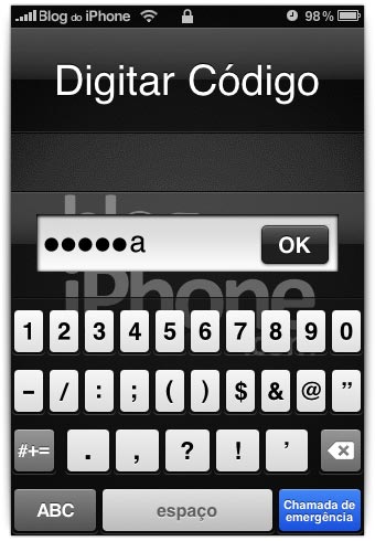 Senha alfanumérica no iPhone