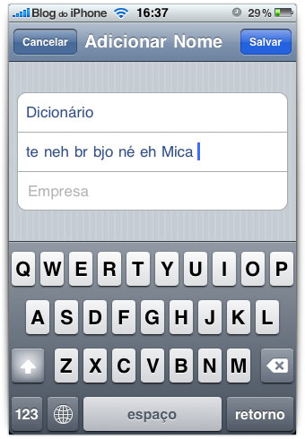 Adicionando um contato