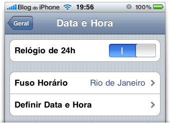 Ajuste corretamente o fuso horário