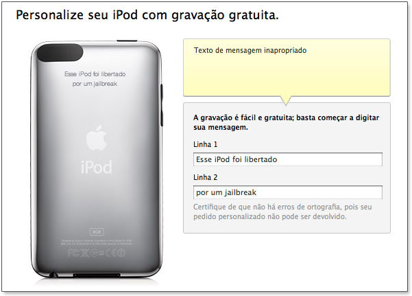 Mensagens censuradas pela Apple