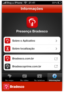 Menu do aplicativo