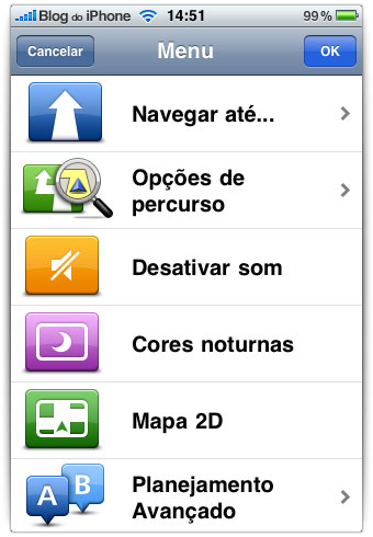 Menu em português
