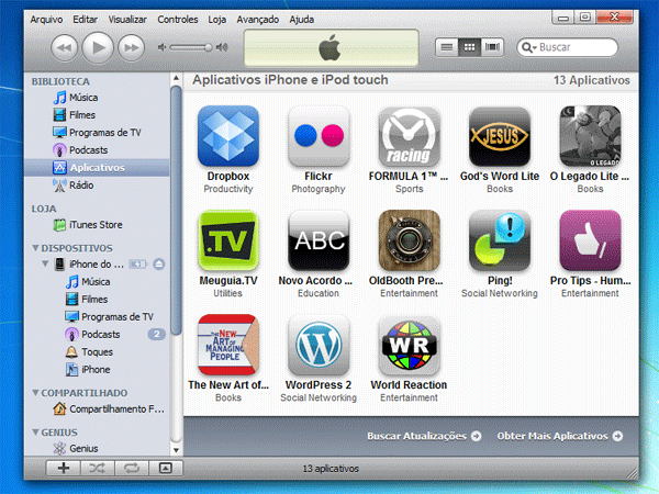 Aplicativos no iTunes