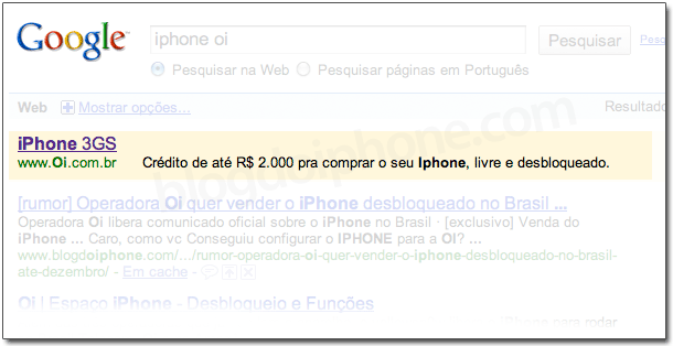 Anúncio da Oi
