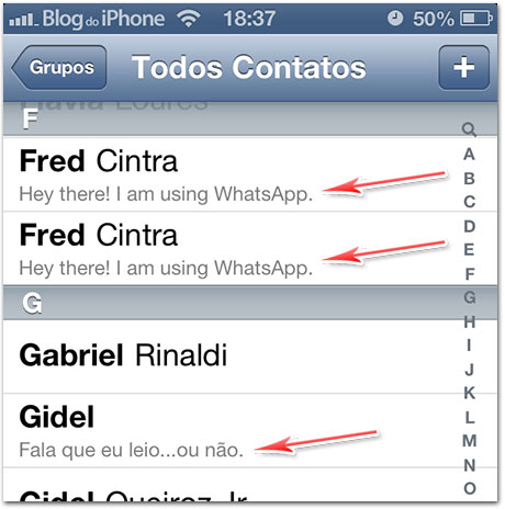 Contatos com WhatsApp