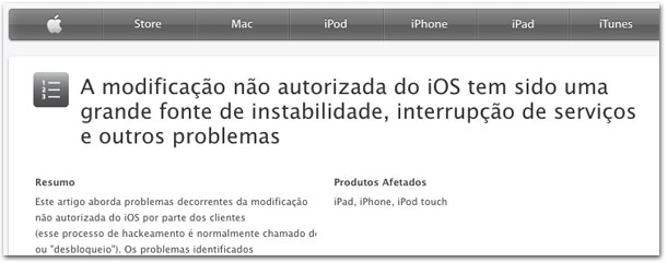 Página oficial da Apple