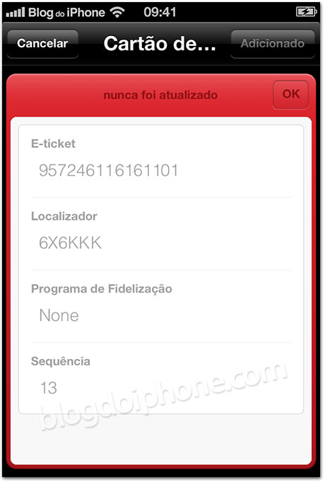 Verso do Passbook