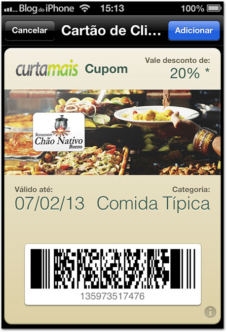 Cupom para o Passbook
