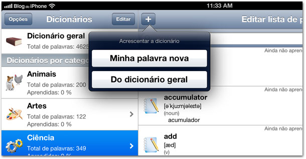 Adicionando dicionários