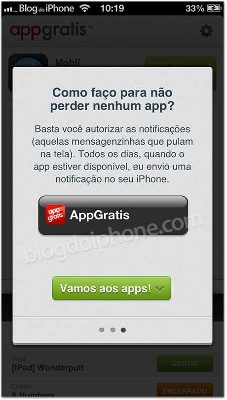 Notificações no AppGratis