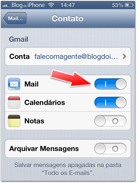 Ativando email e calendários
