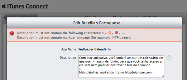 Restrições nas informações dos apps