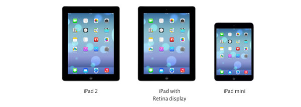 iPad Retina iPad 2 e iPad mini