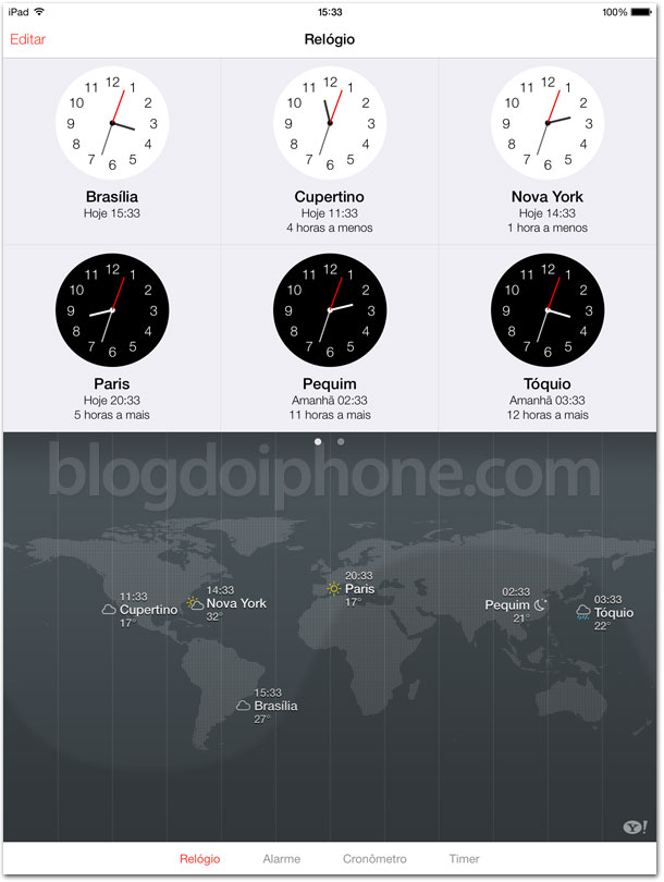 Relógio iOS 7