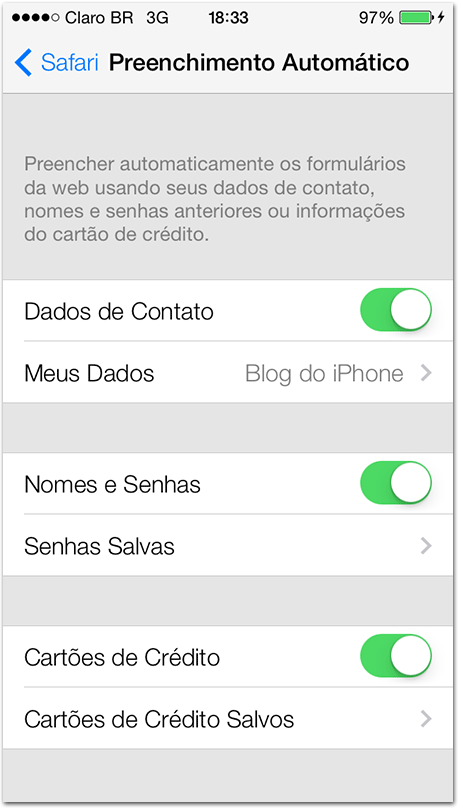 Chaves no iCloud