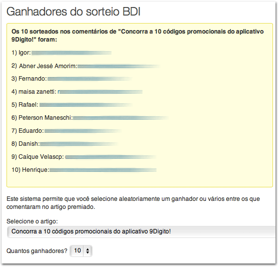 Sorteio 9Digito